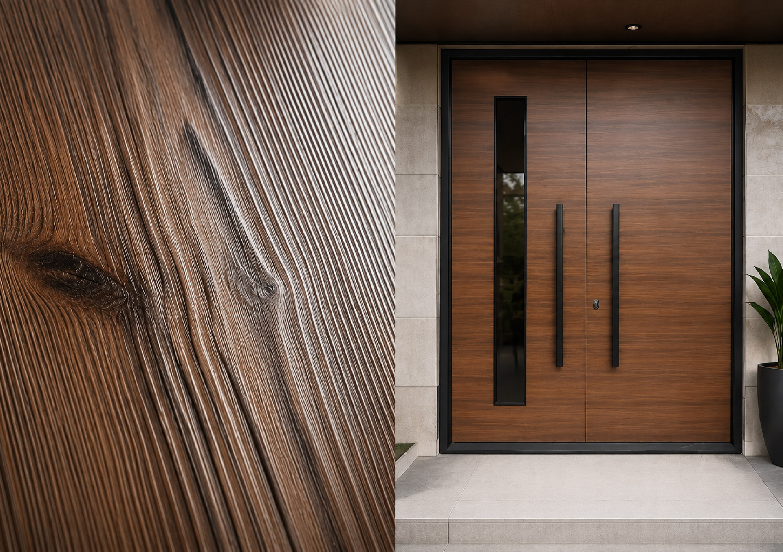 Wood Grain Finish Aluminum Entry Door