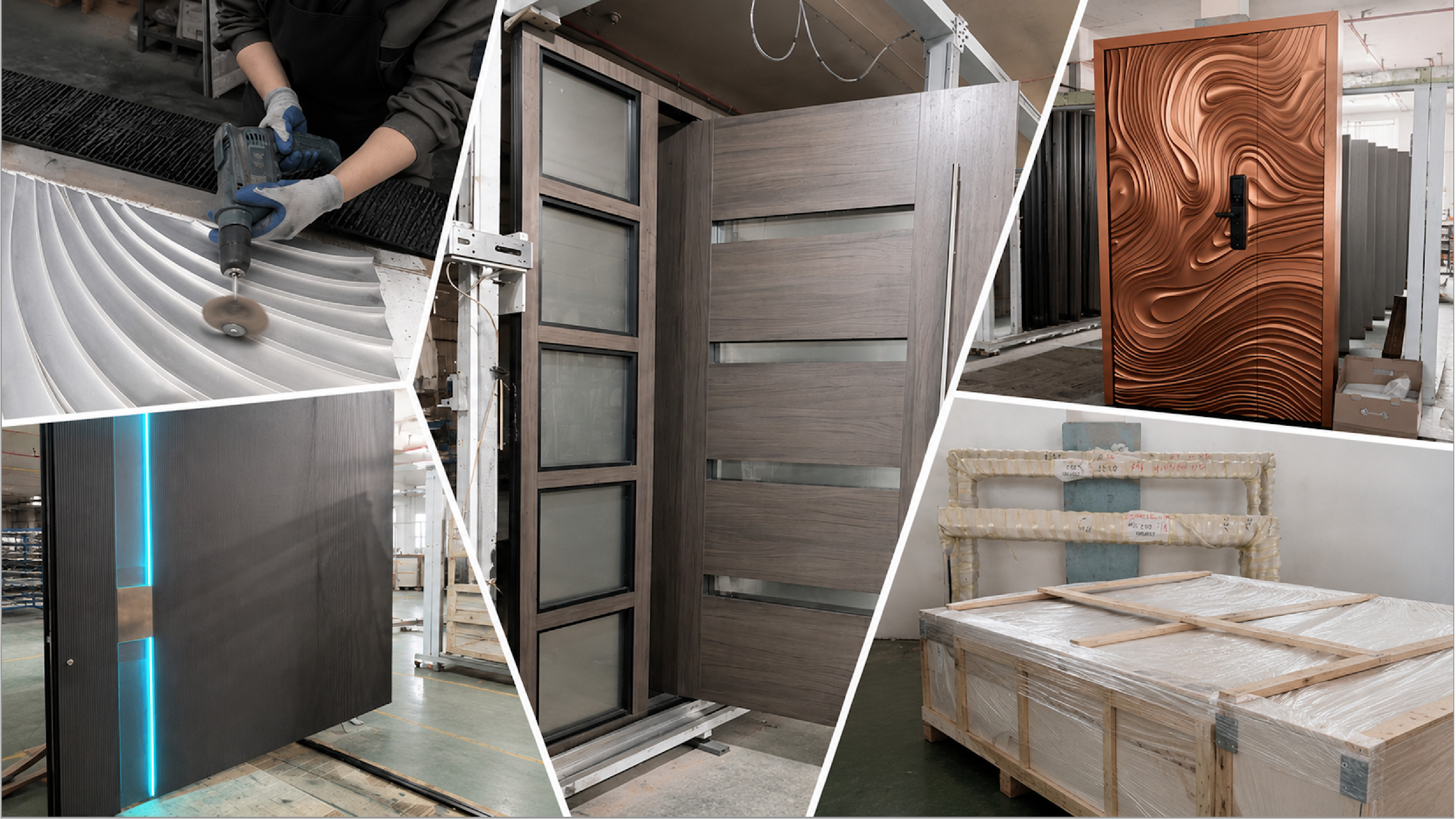 Custom door manufacturing at factory