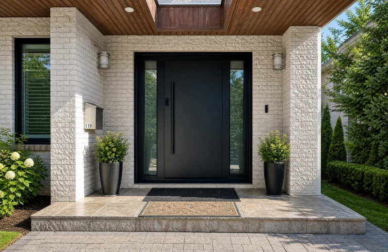 Modern pivot door inspiration for a high-end residential entrance